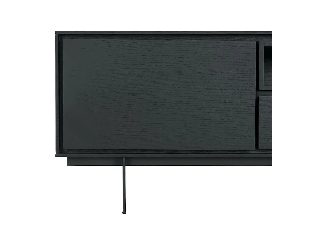 TV-Möbel Tokyo - 2 Türen & 1 Schublade - MDF & Furnier & Metall - Schwarz