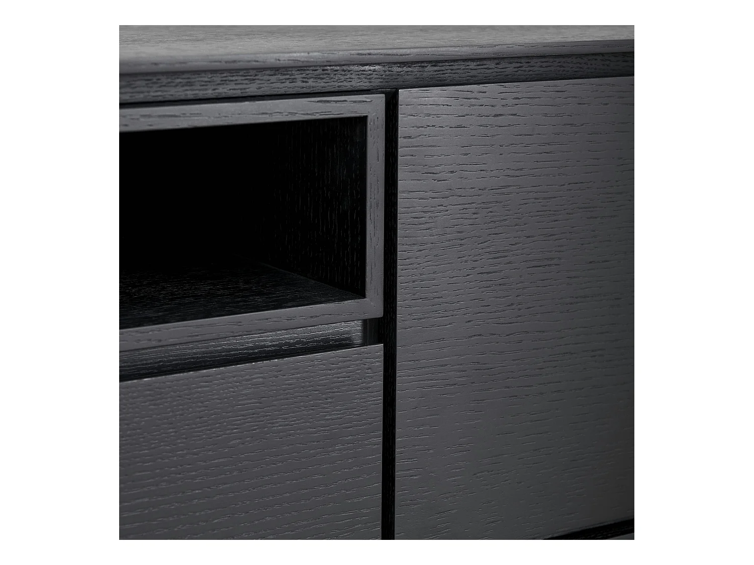 TV-Möbel Tokyo - 2 Türen & 1 Schublade - MDF & Furnier & Metall - Schwarz