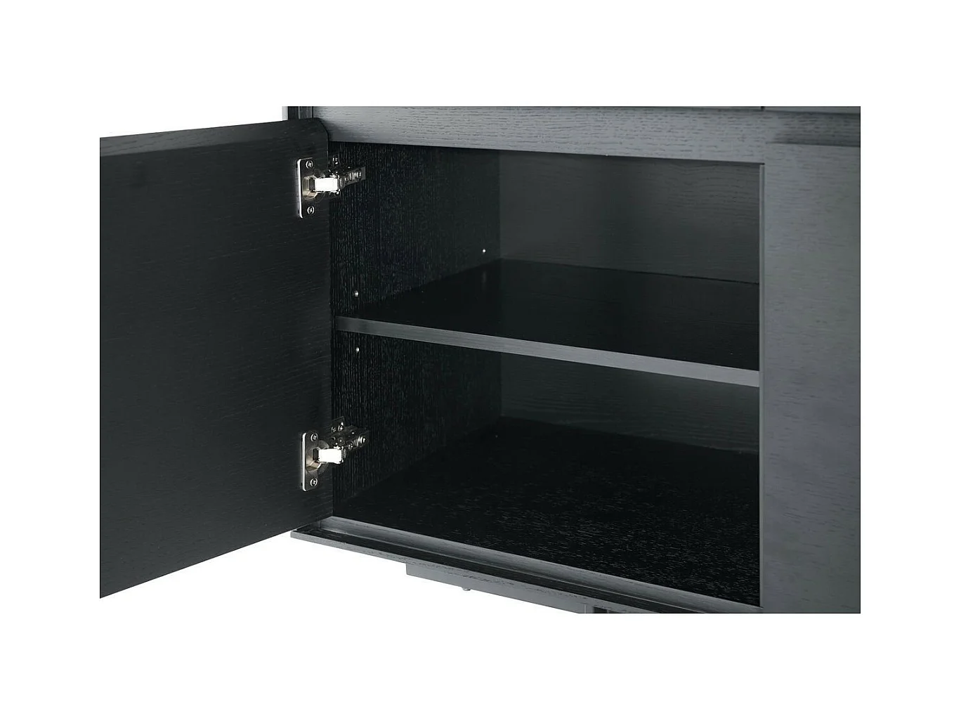 TV-Möbel Tokyo - 2 Türen & 1 Schublade - MDF & Furnier & Metall - Schwarz