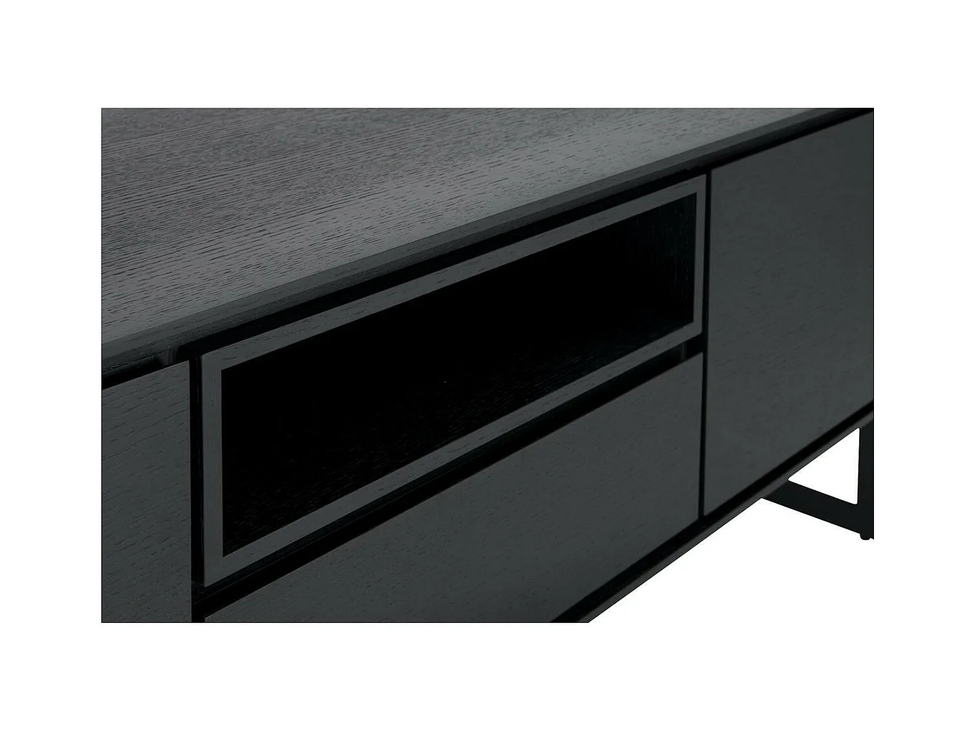 TV-Möbel Tokyo - 2 Türen & 1 Schublade - MDF & Furnier & Metall - Schwarz