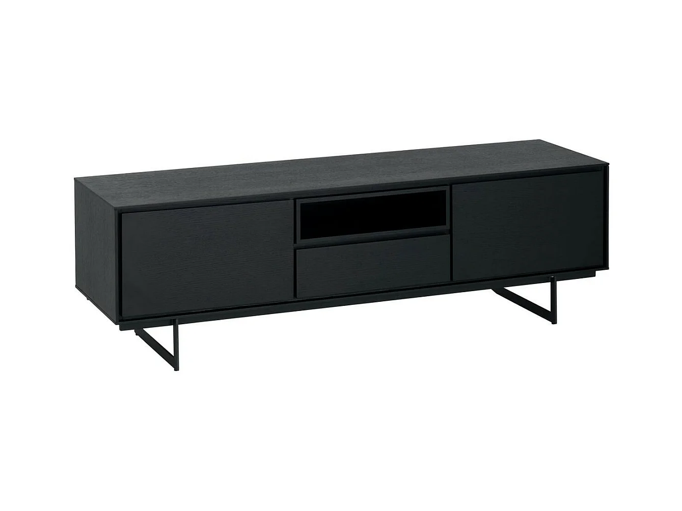 Meuble TV Tokyo avec 2 portes et 1 niche - MDF et métal - Noir