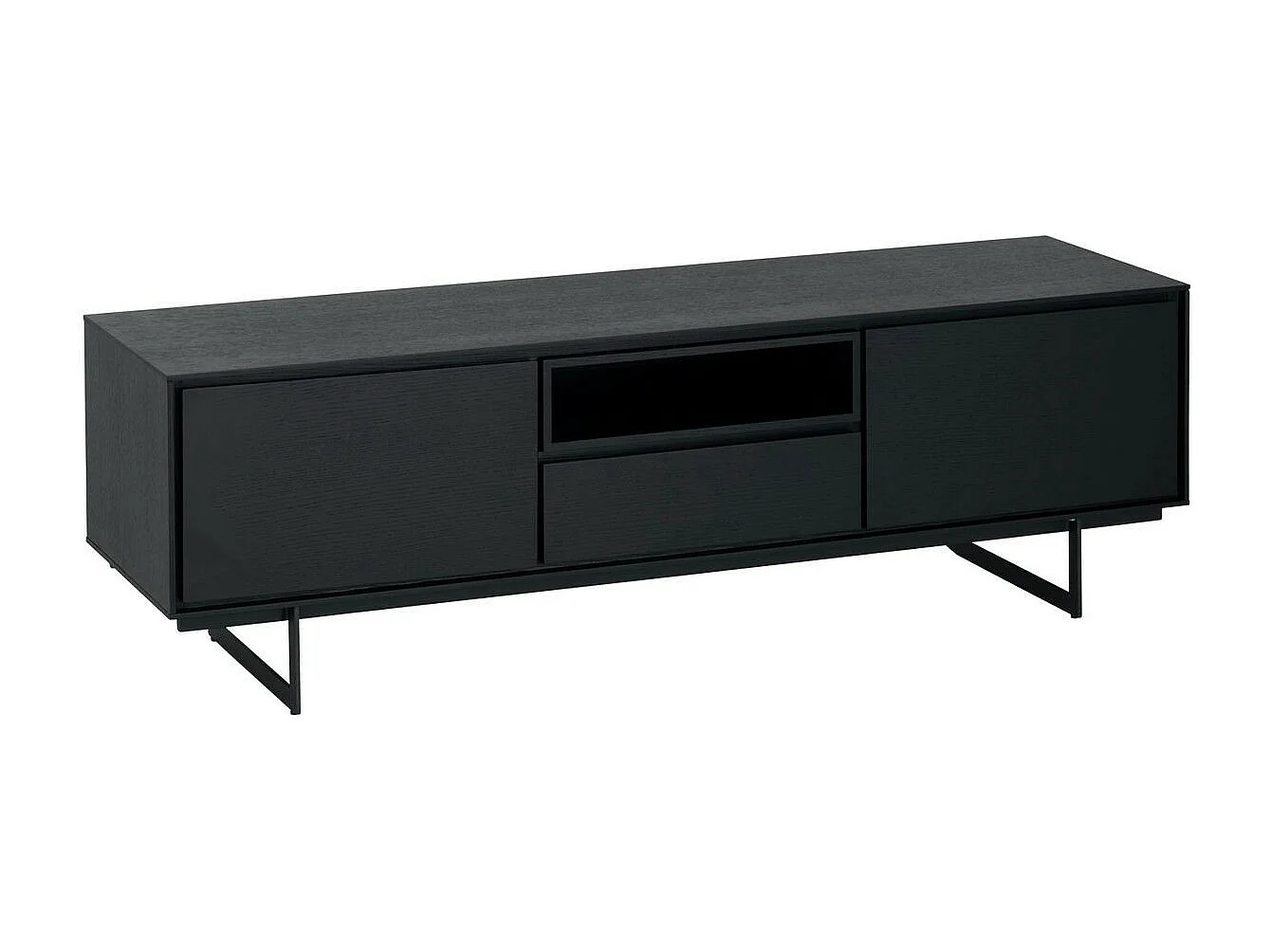 Meuble TV Tokyo avec 2 portes et 1 niche - MDF et métal - Noir