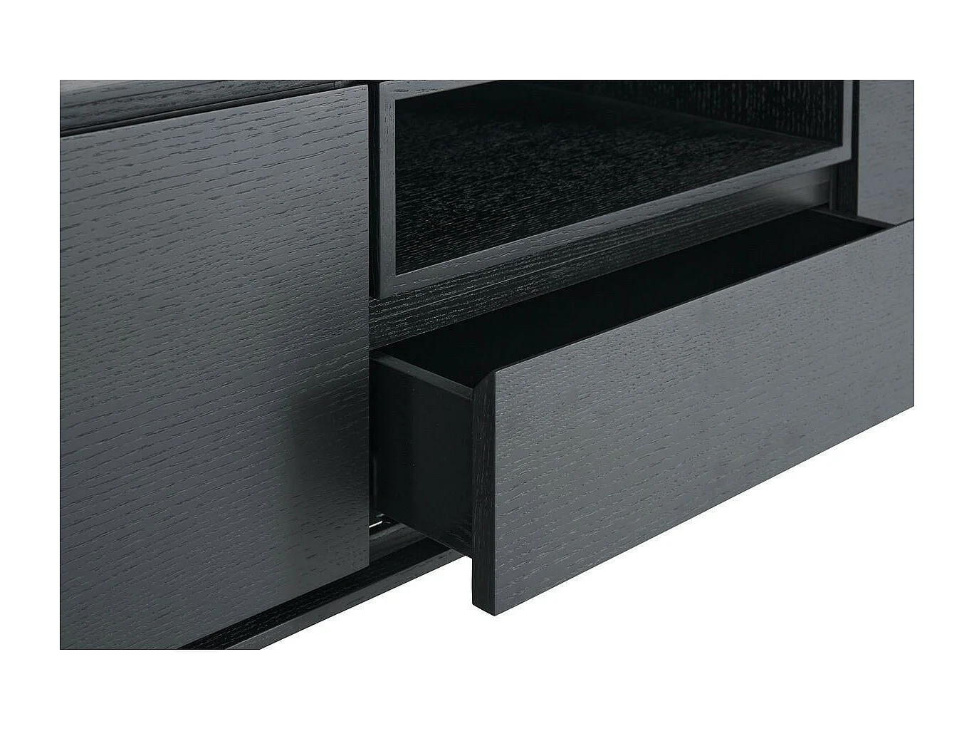 Meuble TV Tokyo avec 2 portes et 1 niche - MDF et métal - Noir