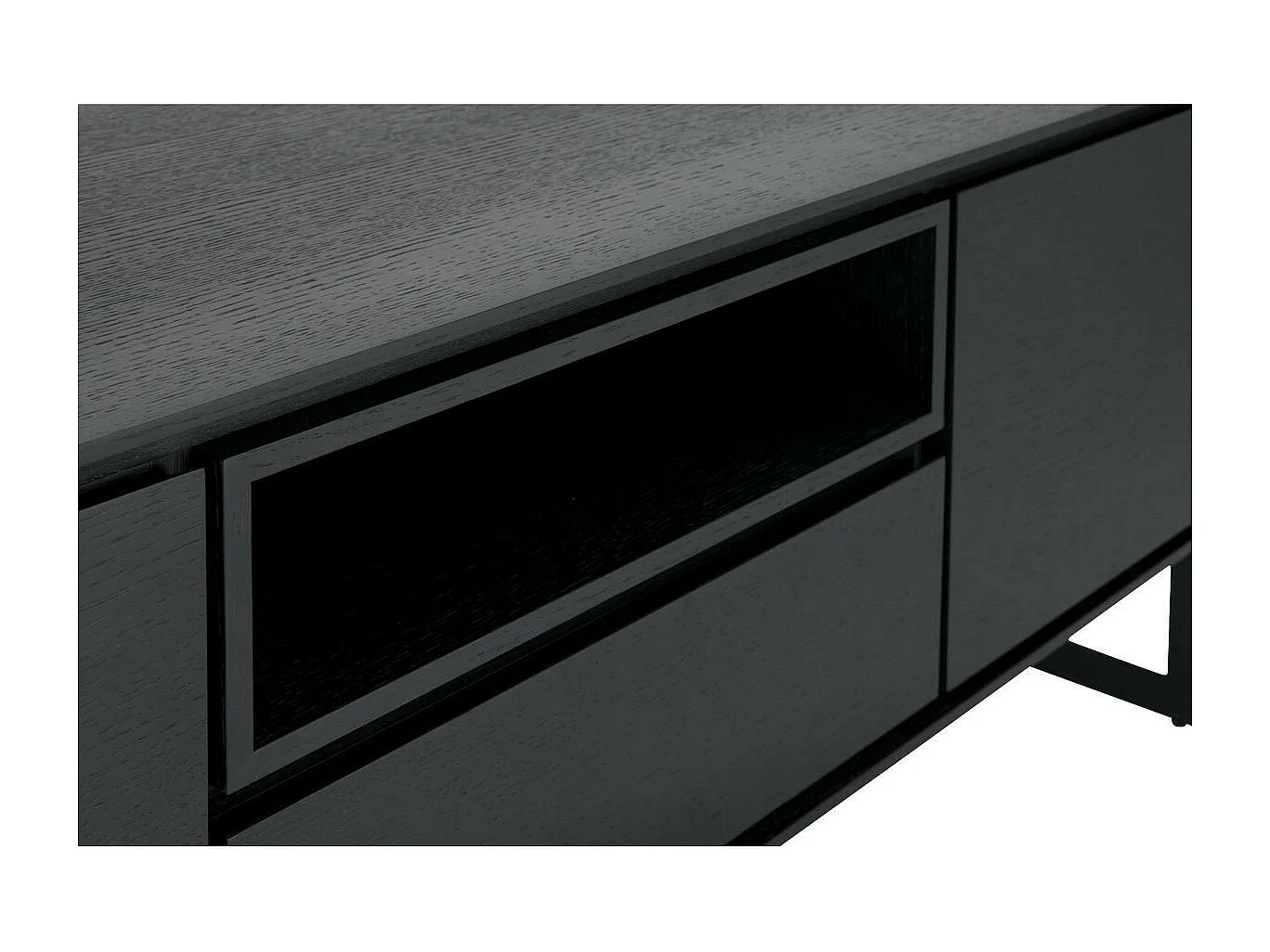 Meuble TV Tokyo avec 2 portes et 1 niche - MDF et métal - Noir