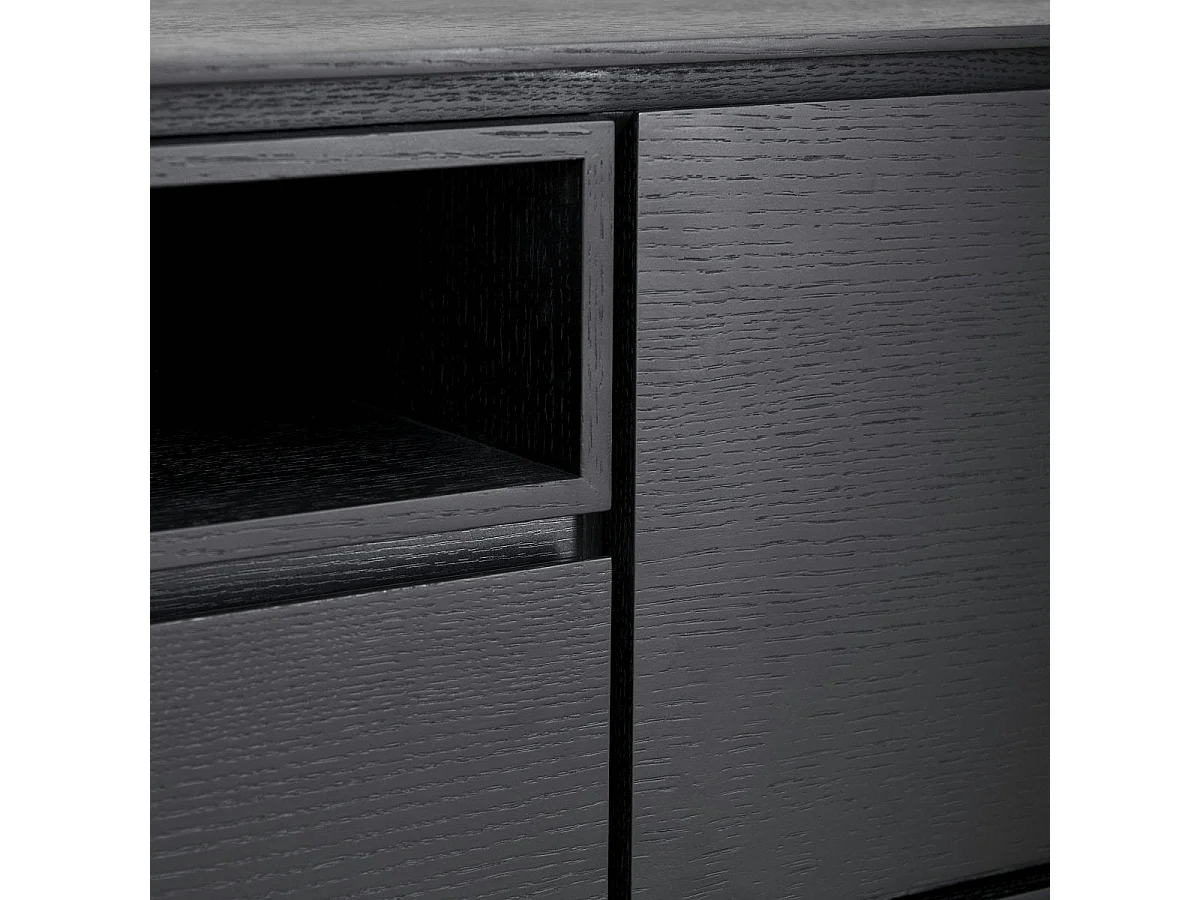 Meuble TV Tokyo avec 2 portes et 1 niche - MDF et métal - Noir