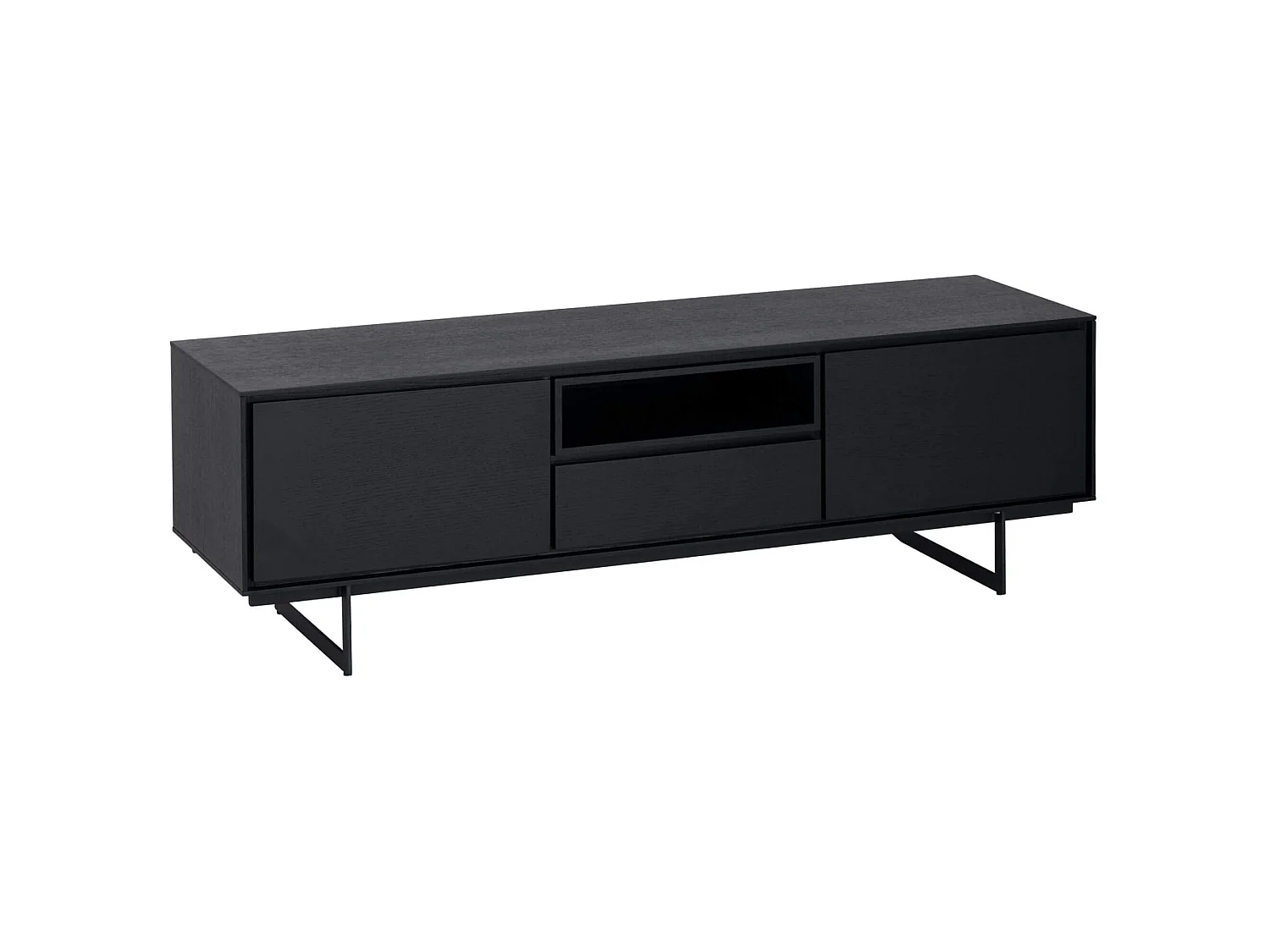 Meuble TV Tokyo avec 2 portes et 1 niche - MDF et métal - Noir