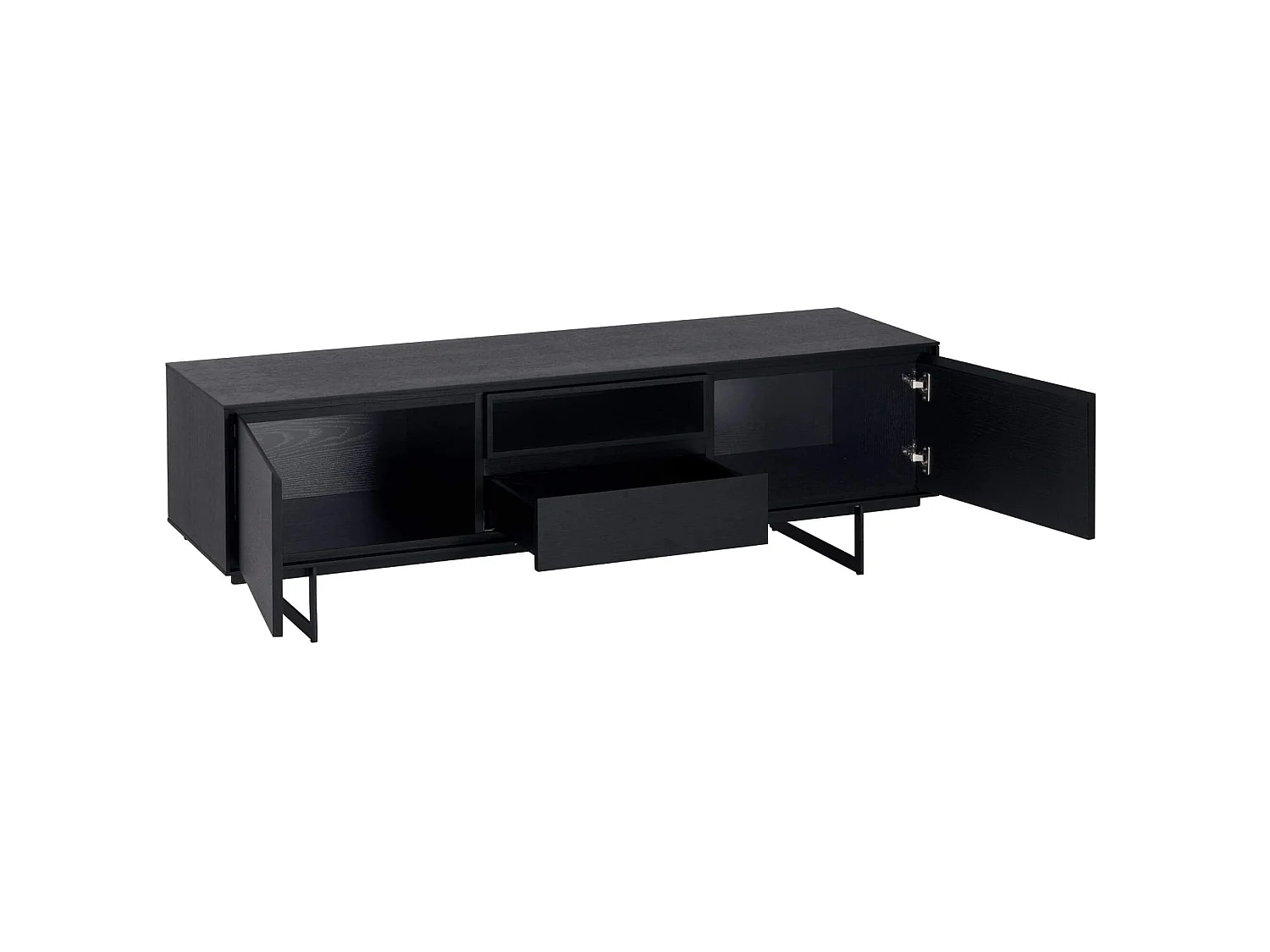 Meuble TV Tokyo avec 2 portes et 1 niche - MDF et métal - Noir