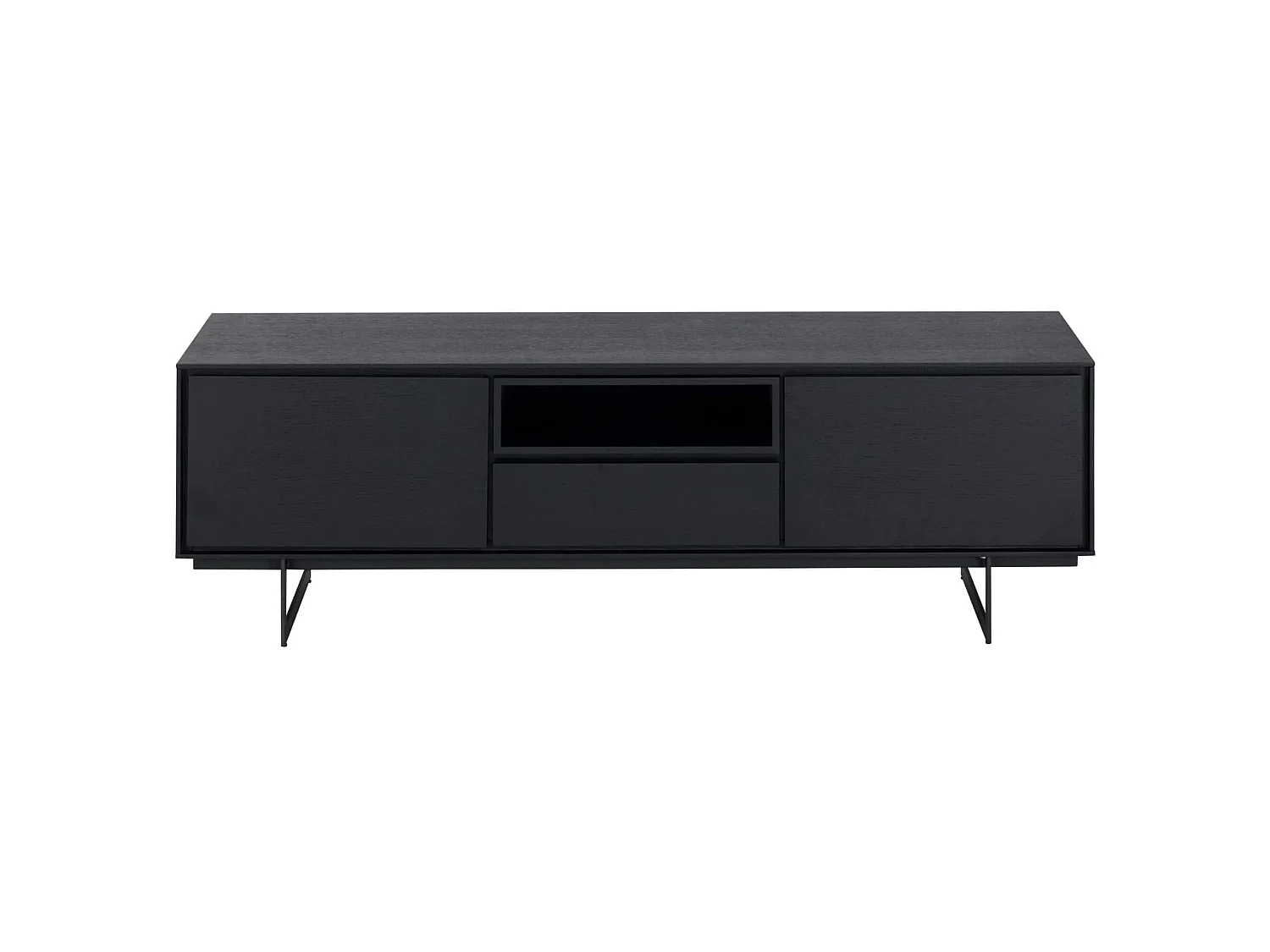 Meuble TV Tokyo avec 2 portes et 1 niche - MDF et métal - Noir