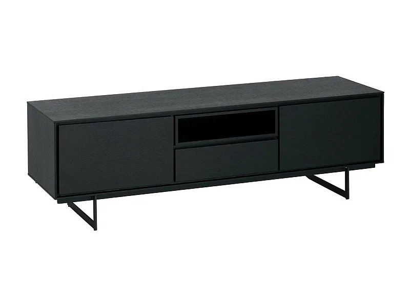 Tv-meubel Tokyo - 2 deuren, 1 nis - MDF & staal - Zwart