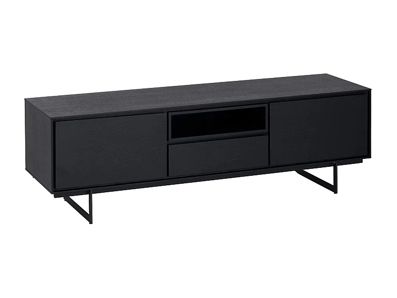 Tv-meubel Tokyo - 2 deuren, 1 nis - MDF & staal - Zwart