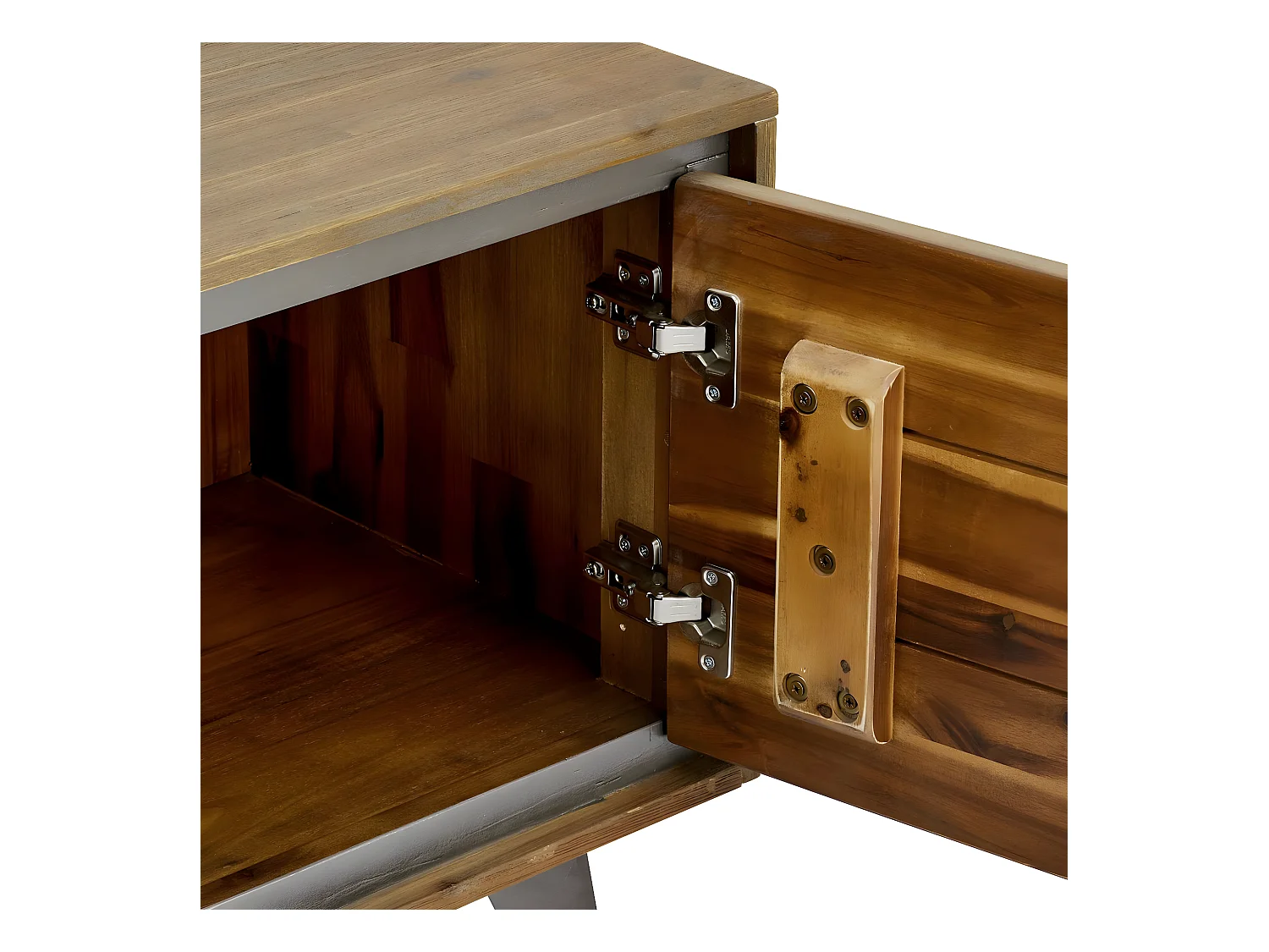 Meuble TV Malaga avec 2 portes et 1 tiroir - Acacia massif et MDF - Marron