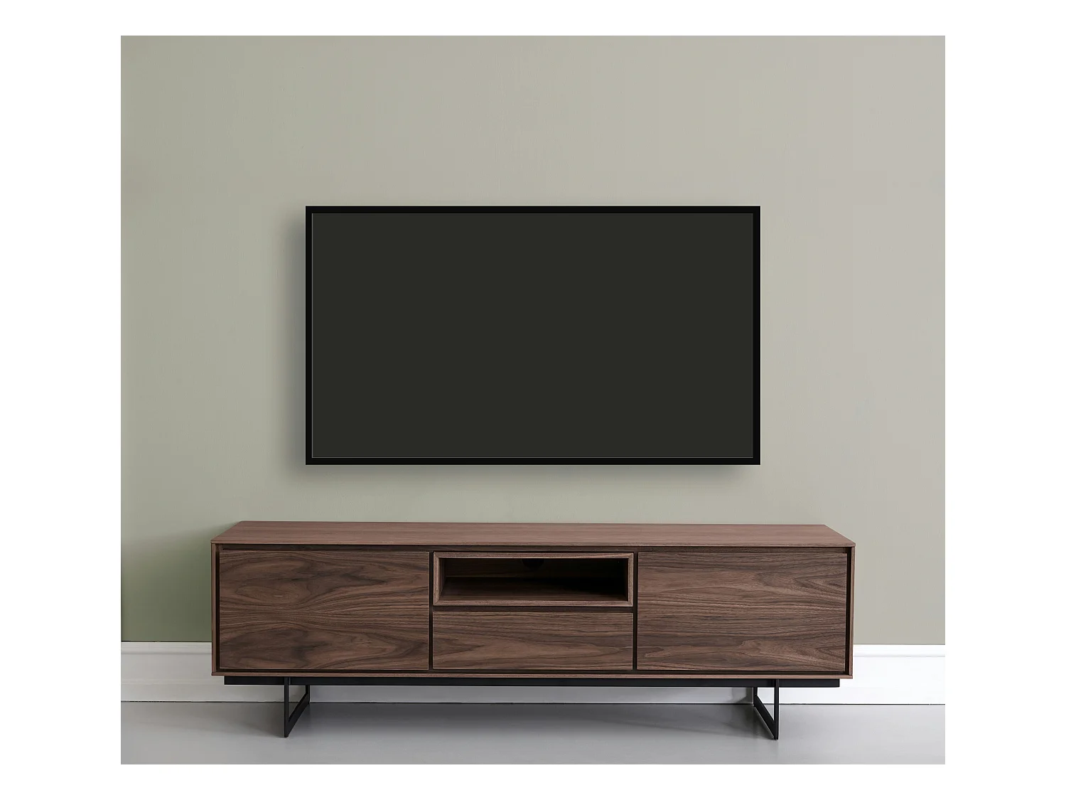 Tv-meubel Tokyo - 2 deuren, 1 lade - MDF & staal - Amerikaanse eik