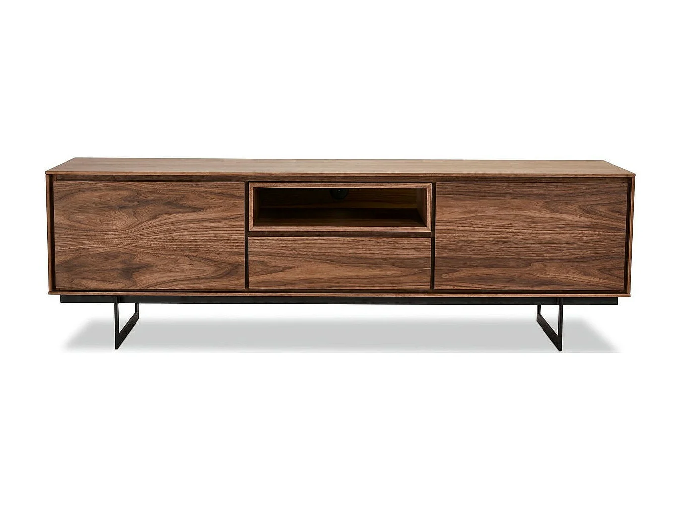 Meuble TV Tokyo avec 2 portes et 1 tiroir - MDF et métal - Noyer