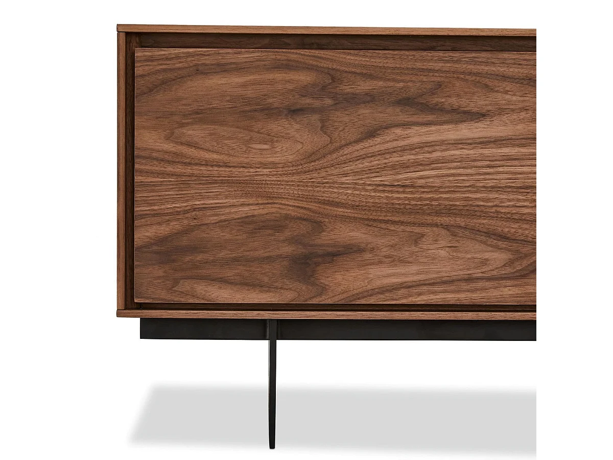 Meuble TV Tokyo avec 2 portes et 1 tiroir - MDF et métal - Noyer