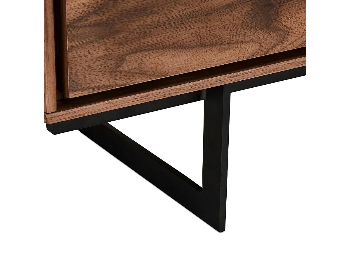 Meuble TV Tokyo avec 2 portes et 1 tiroir - MDF et métal - Noyer