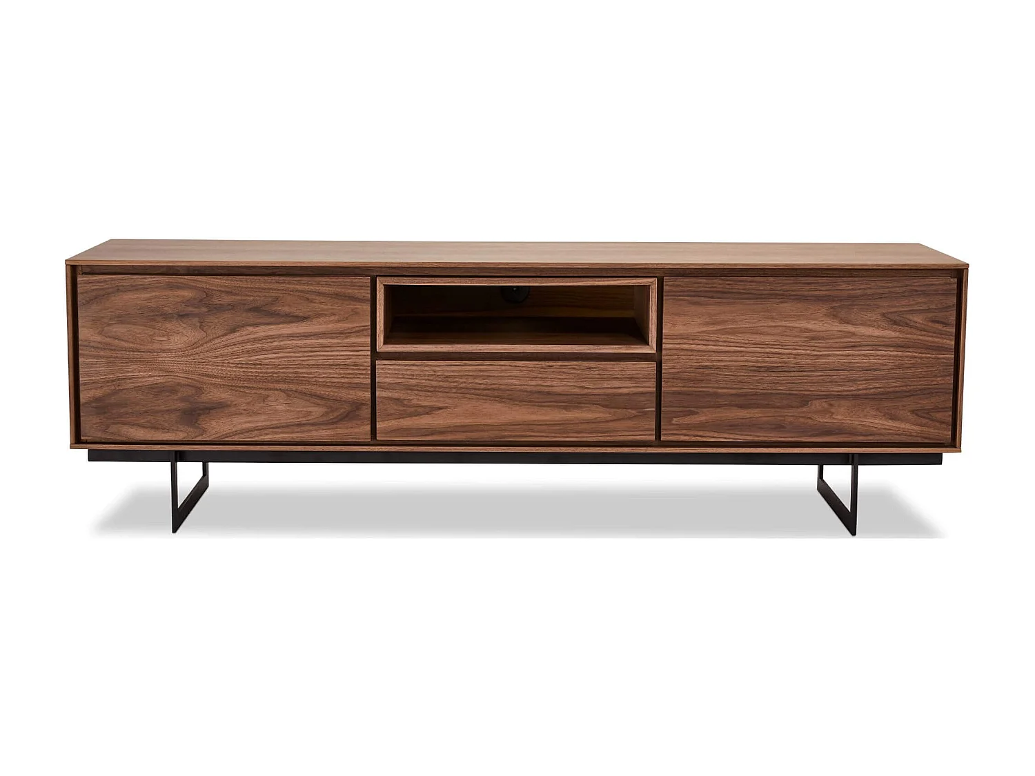 Meuble TV Tokyo avec 2 portes et 1 tiroir - MDF et métal - Noyer