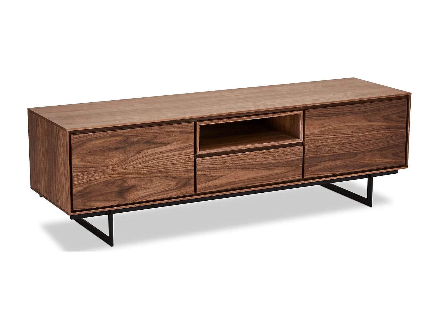 Meuble TV Tokyo avec 2 portes et 1 tiroir - MDF et métal - Noyer