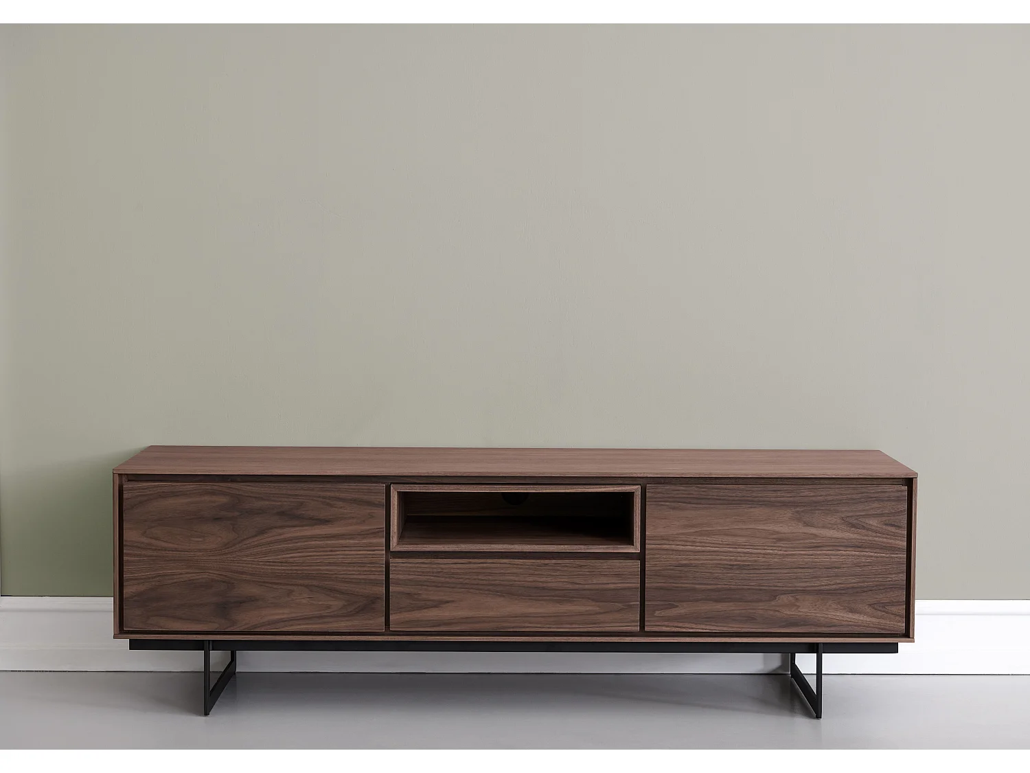 Meuble TV Tokyo avec 2 portes et 1 tiroir - MDF et métal - Noyer