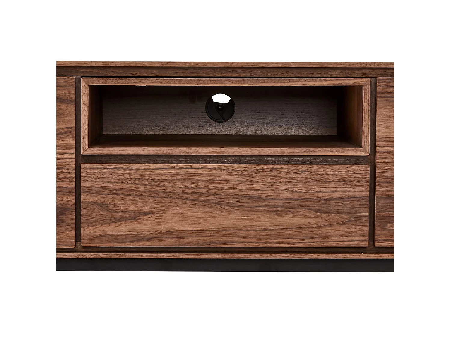 Meuble TV Tokyo avec 2 portes et 1 tiroir - MDF et métal - Noyer