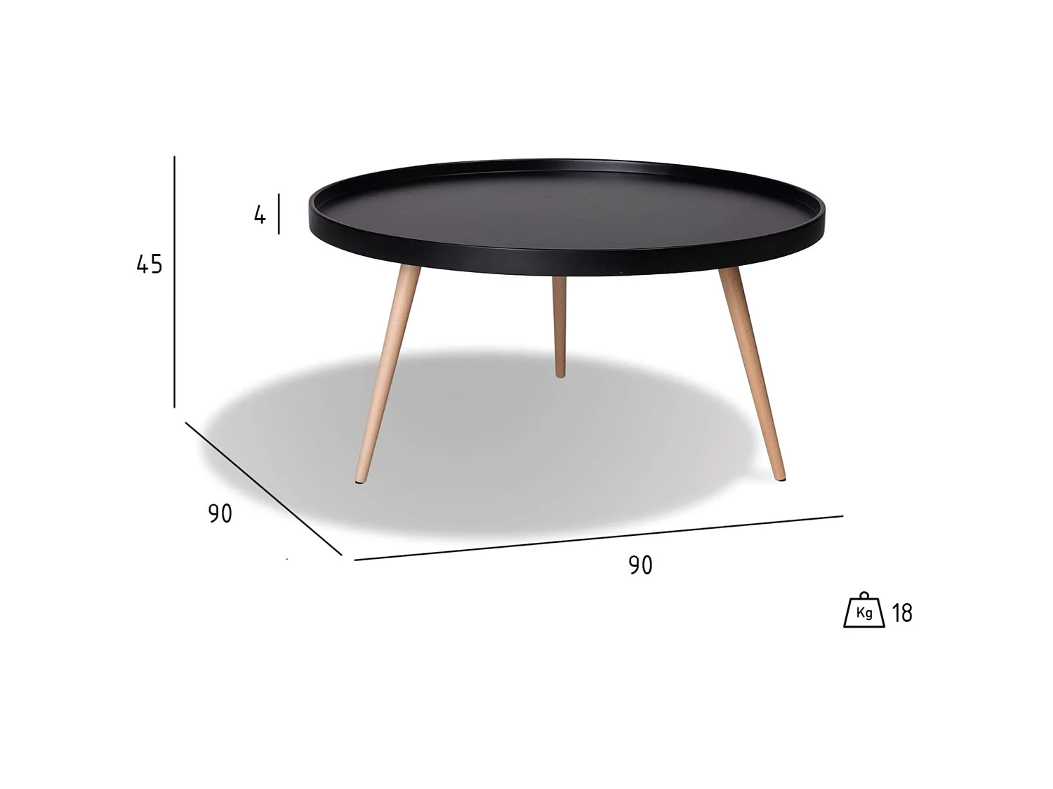 Table basse Opus - Ronde - MDF et bois - Noir