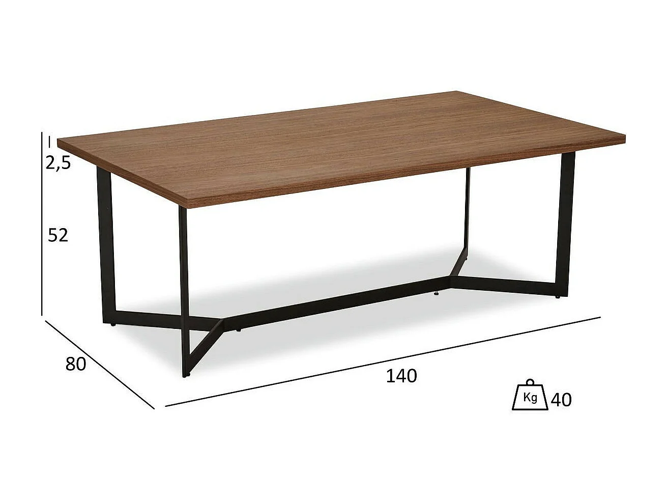 Table basse Tokyo - Rectangulaire - MDF et métal - Noyer