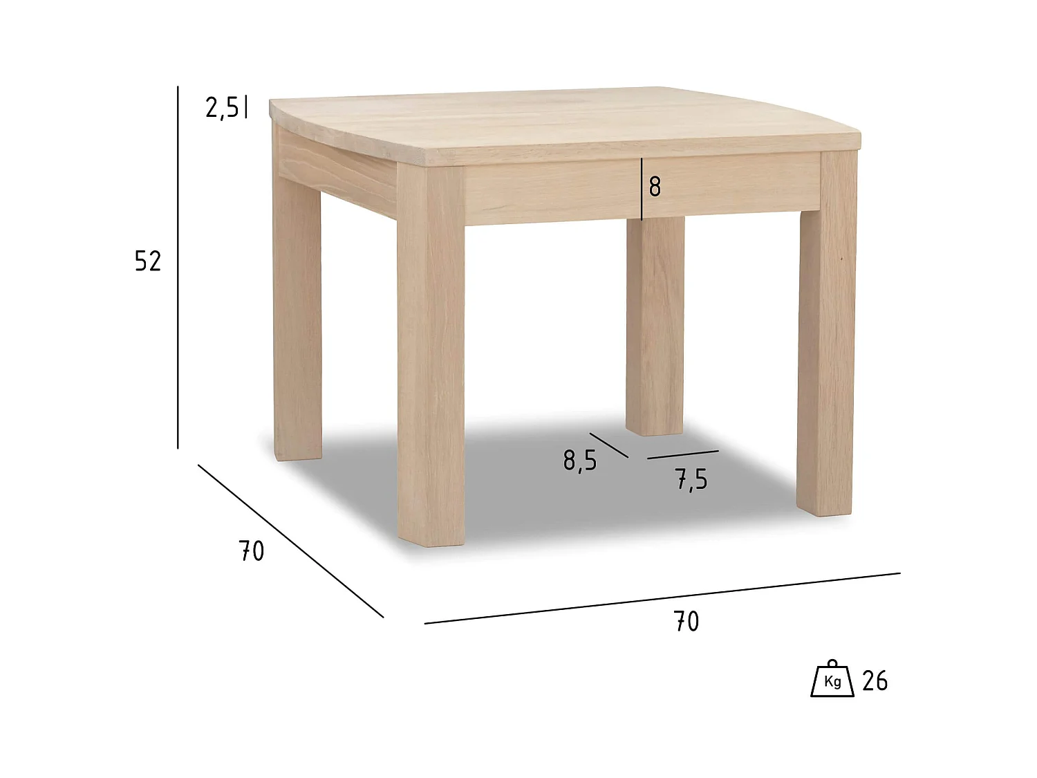 Rectangle Table Basse 70x70 cm