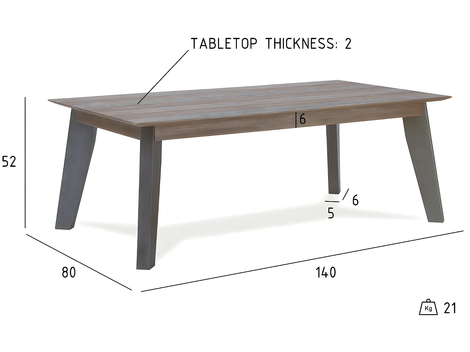 Table basse Malaga - Rectangulaire - Acacia massif et - Marron