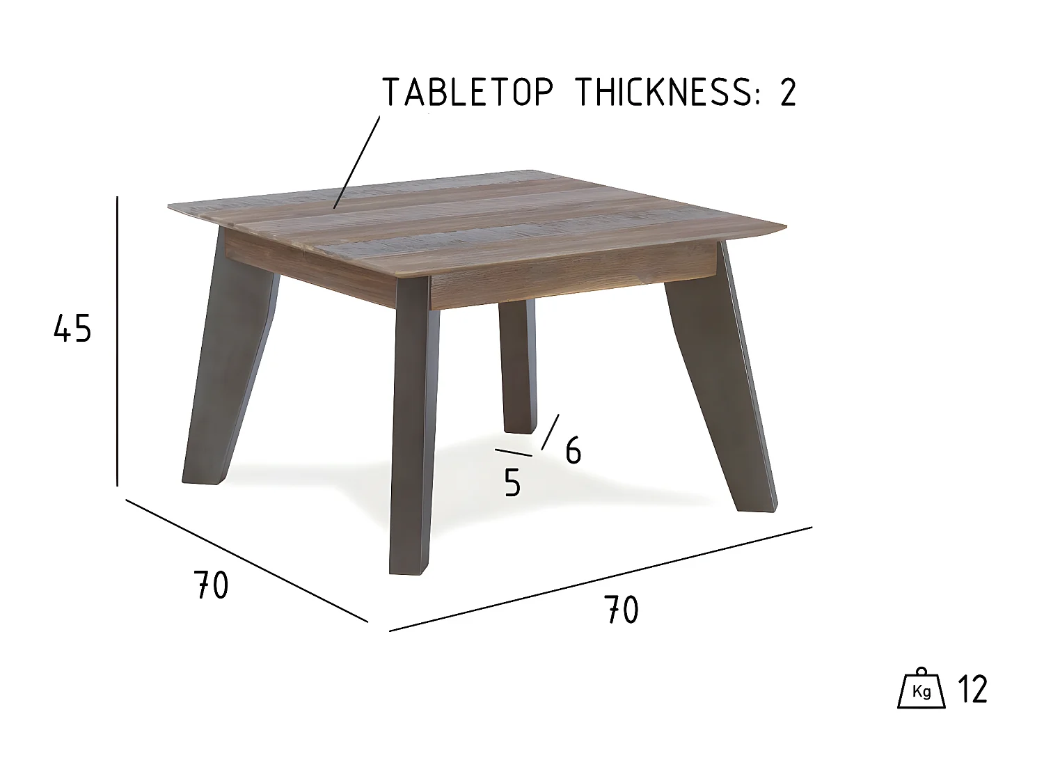 Table basse Malaga - Carrée - Acacia massif - Marron
