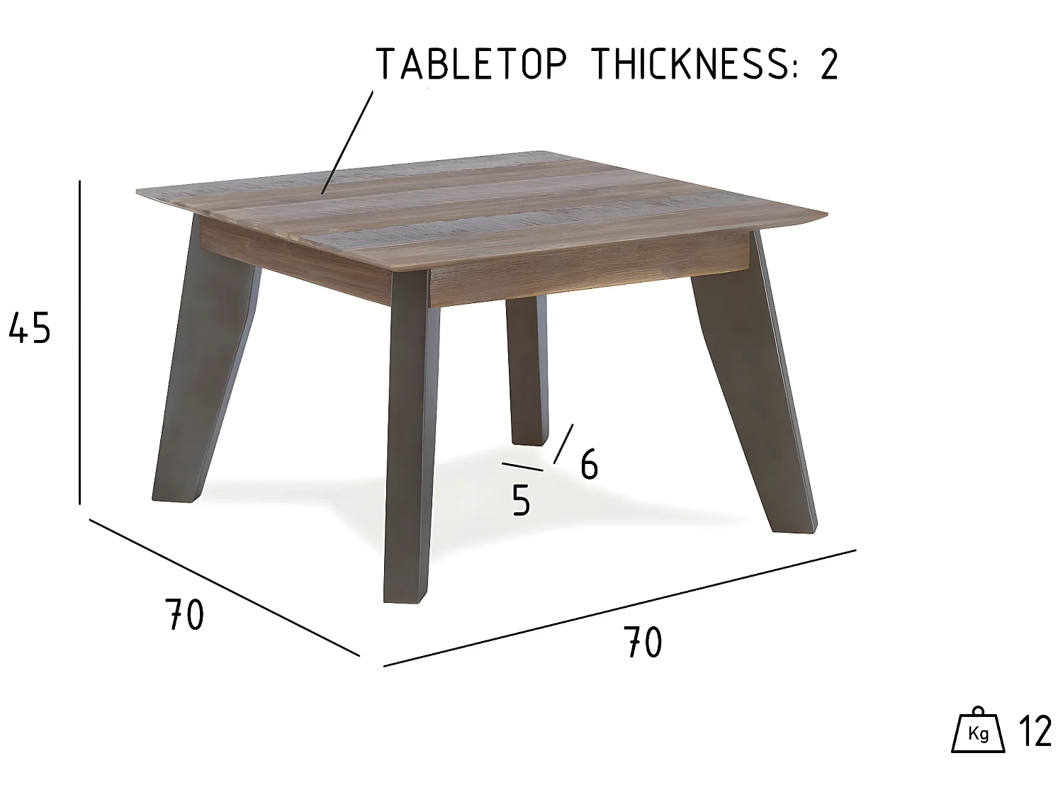 Table basse Malaga - Carrée - Acacia massif - Marron
