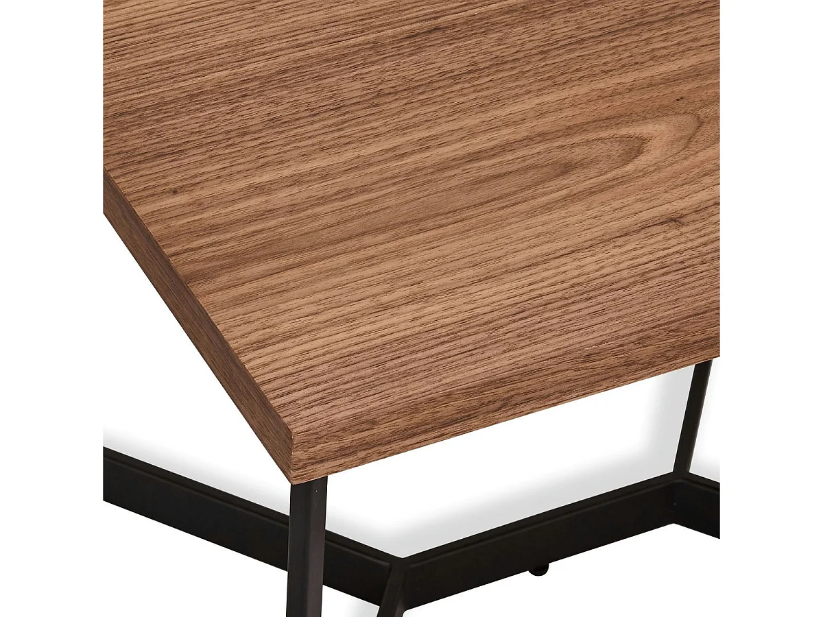 Ibbe Design Okkernoot Bijzettafel Rechthoekige Tokyo MDF Salontafel met met Metaal Planken Industireel Design voor Woonkamer Slaapkamer 70x70x52 cm