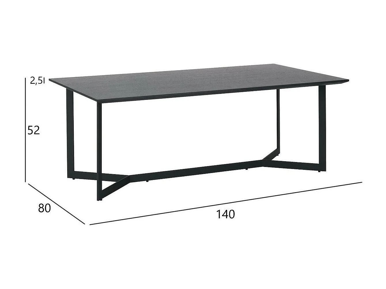 Ibbe Design Zwart Bijzettafel Rechthoekige Tokyo MDF Salontafel met met Metaal Planken Industireel Design voor Woonkamer Slaapkamer 140x80x52 cm