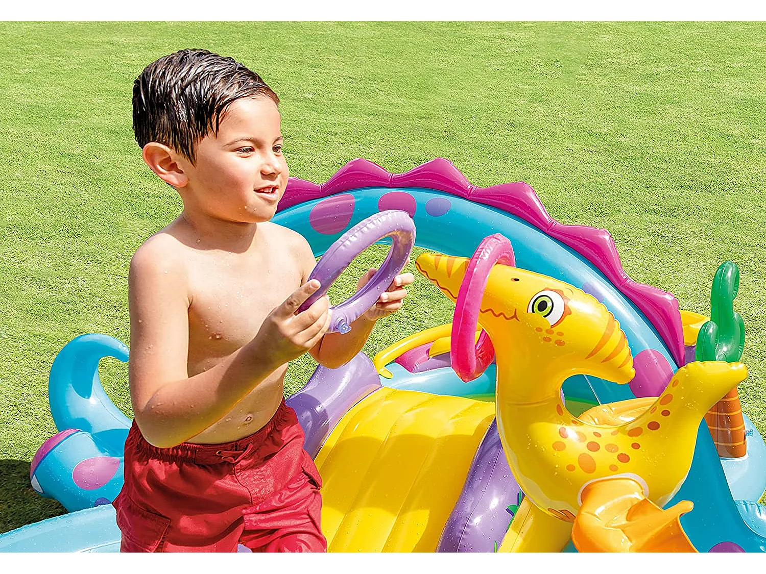 Aire de jeu aquatique gonflable Dinoland 333 x 229 x 112 Intex