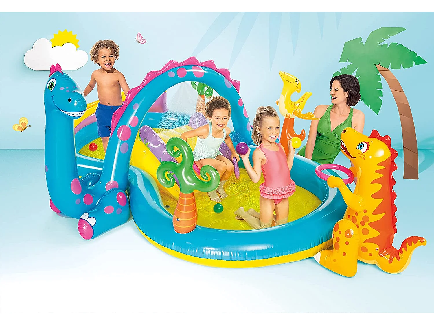 Aire de jeu aquatique gonflable Dinoland 333 x 229 x 112 Intex