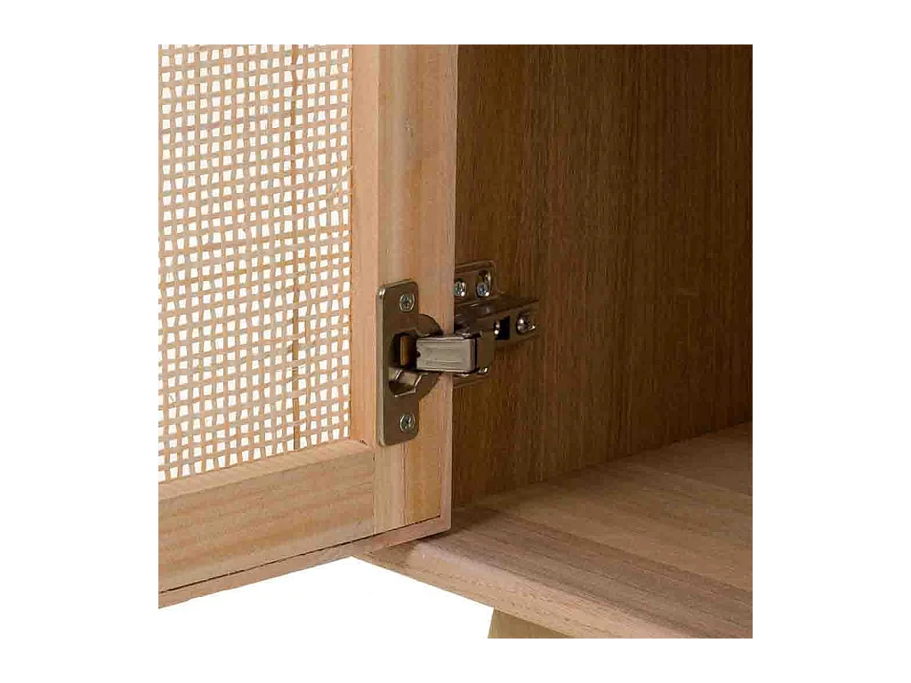 Nachttisch aus Holz und braunem Netzgeflecht, 42 x 36,5 x 71 cm