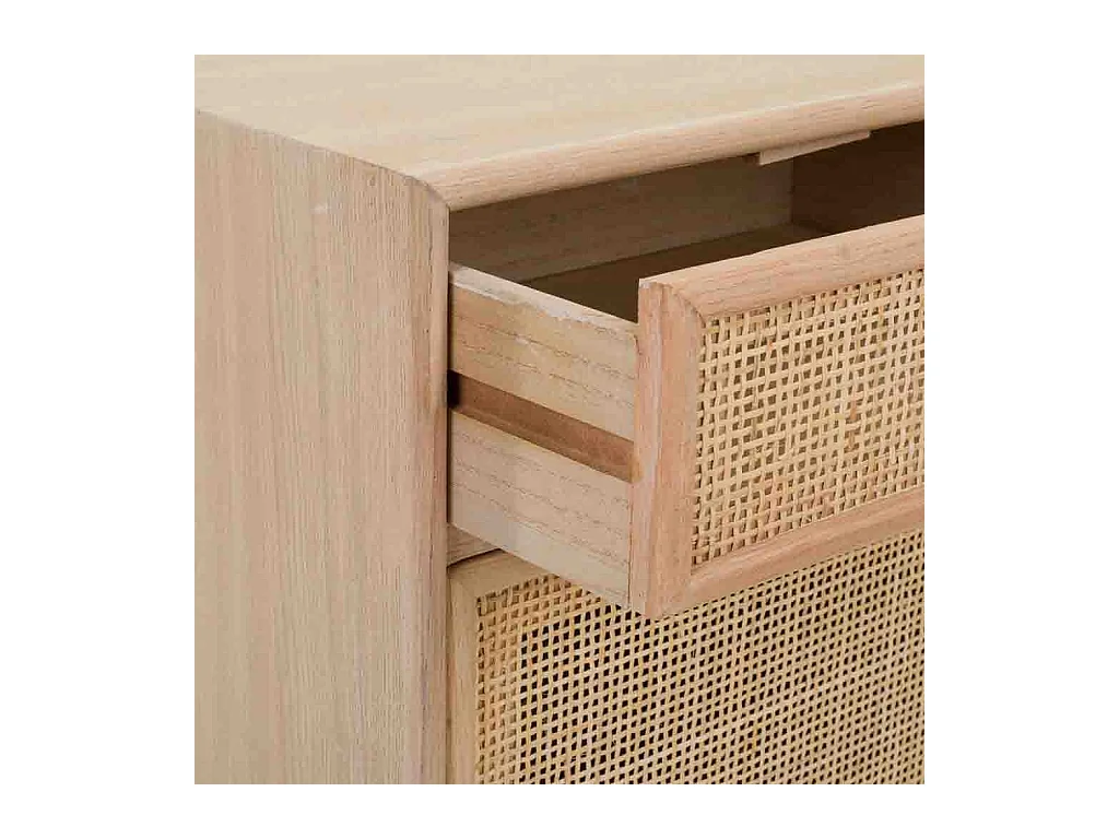 Nachttisch aus Holz und braunem Netzgeflecht, 42 x 36,5 x 71 cm