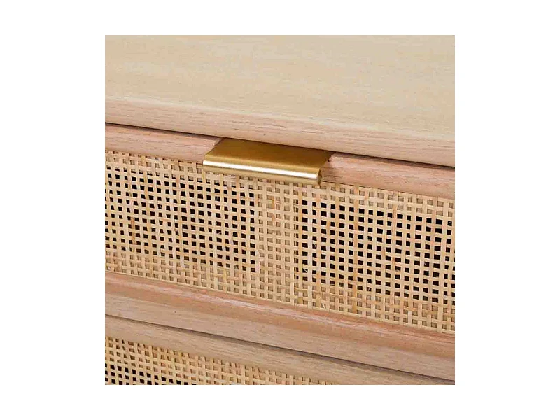 Nachttisch aus Holz und braunem Netzgeflecht, 42 x 36,5 x 71 cm