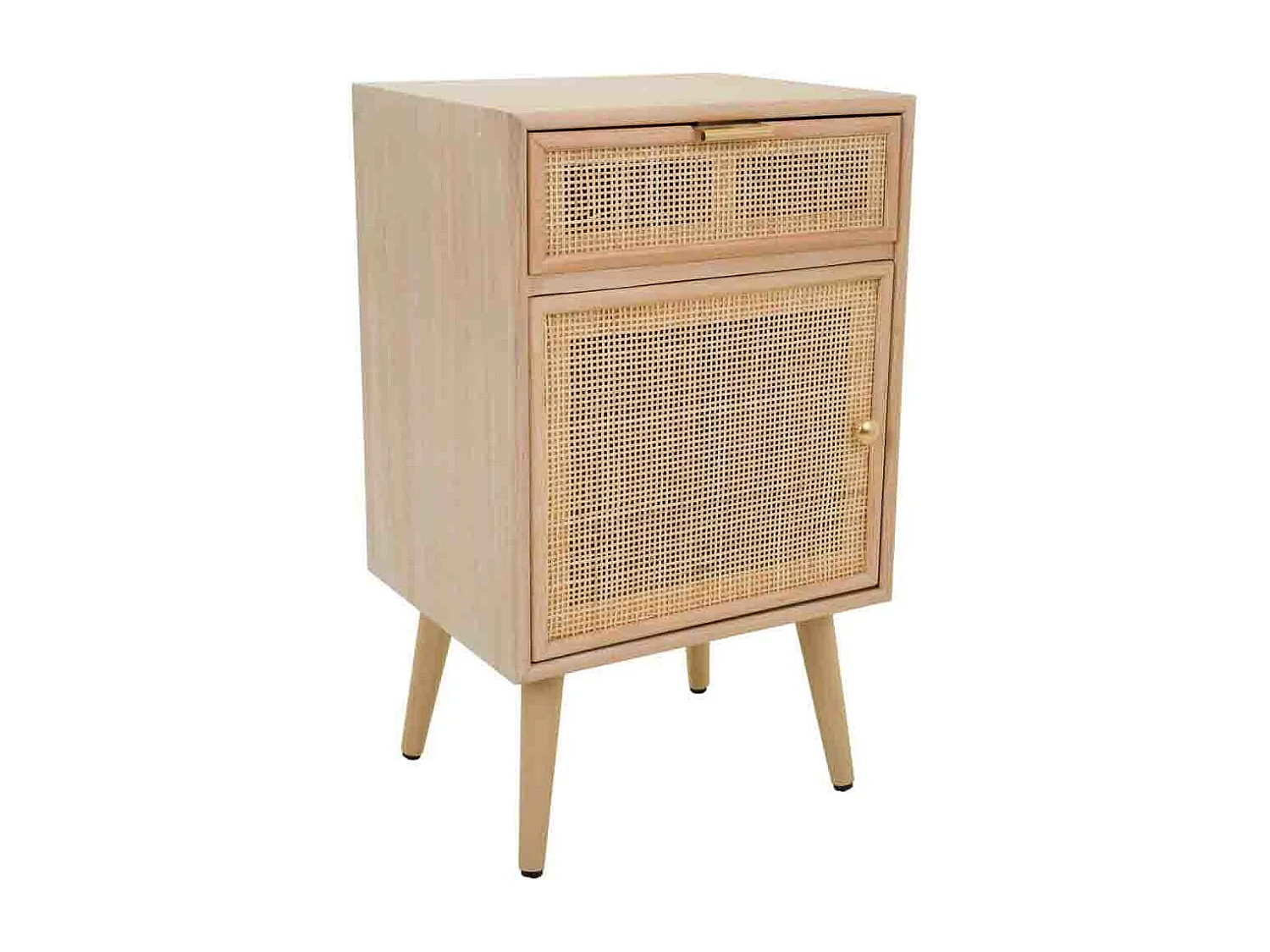 Mesa de cabeceira em malha de madeira e marrom 42x36,5x71