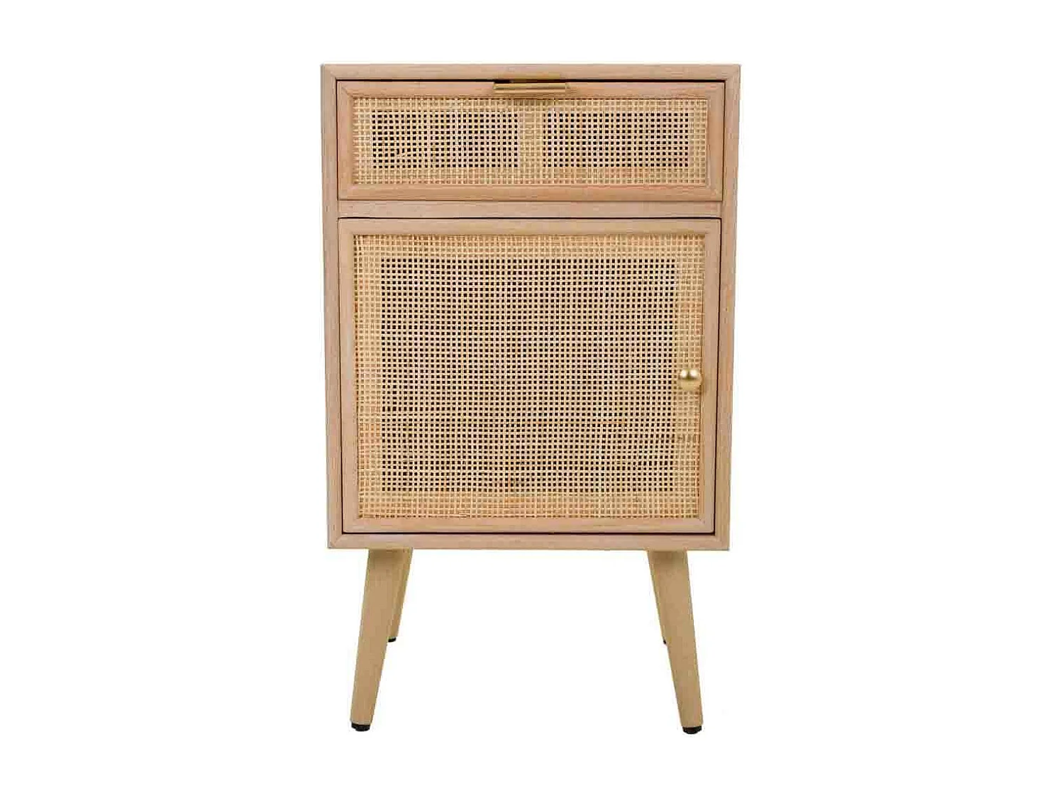 Mesa de cabeceira em malha de madeira e marrom 42x36,5x71