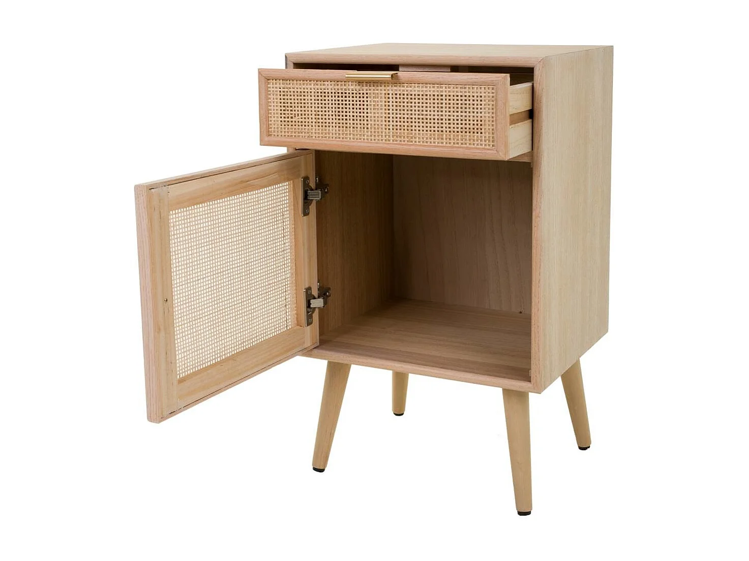 Mesa de cabeceira em malha de madeira e marrom 42x36,5x71