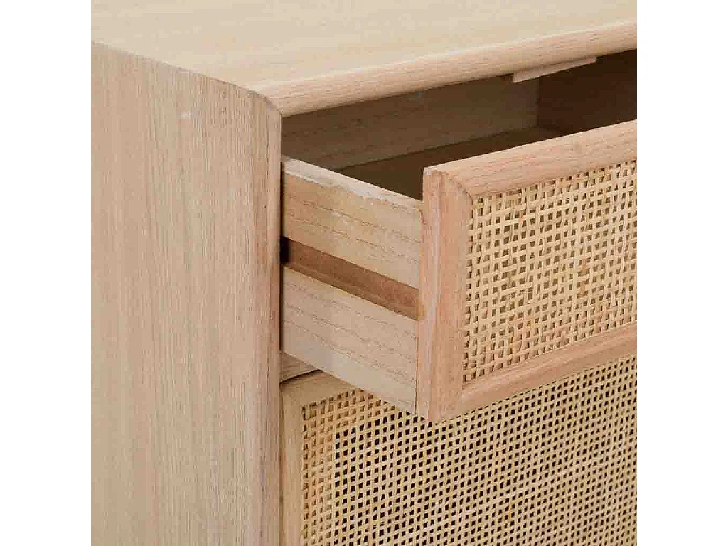 Mesa de cabeceira em malha de madeira e marrom 42x36,5x71