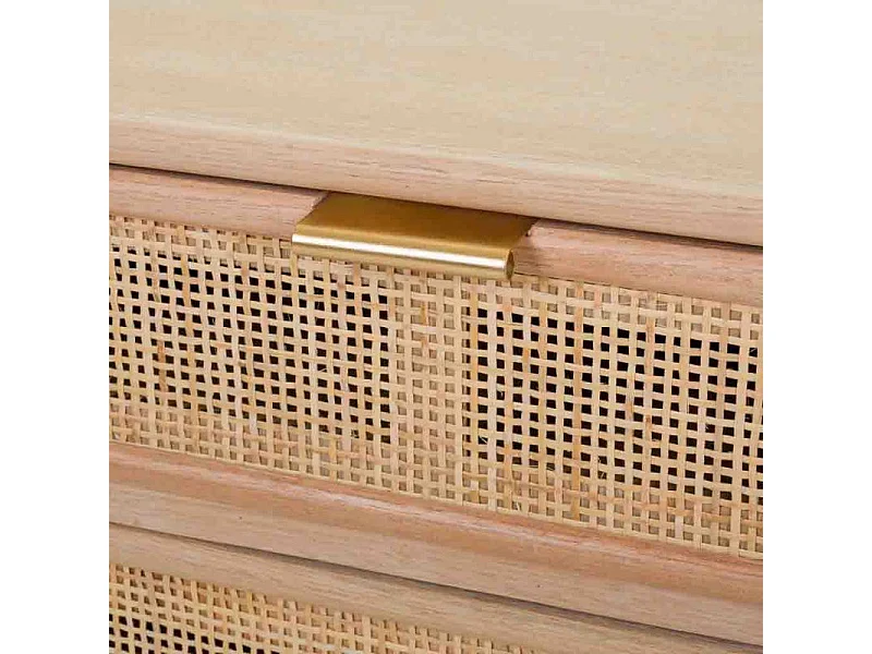 Mesa de cabeceira em malha de madeira e marrom 42x36,5x71