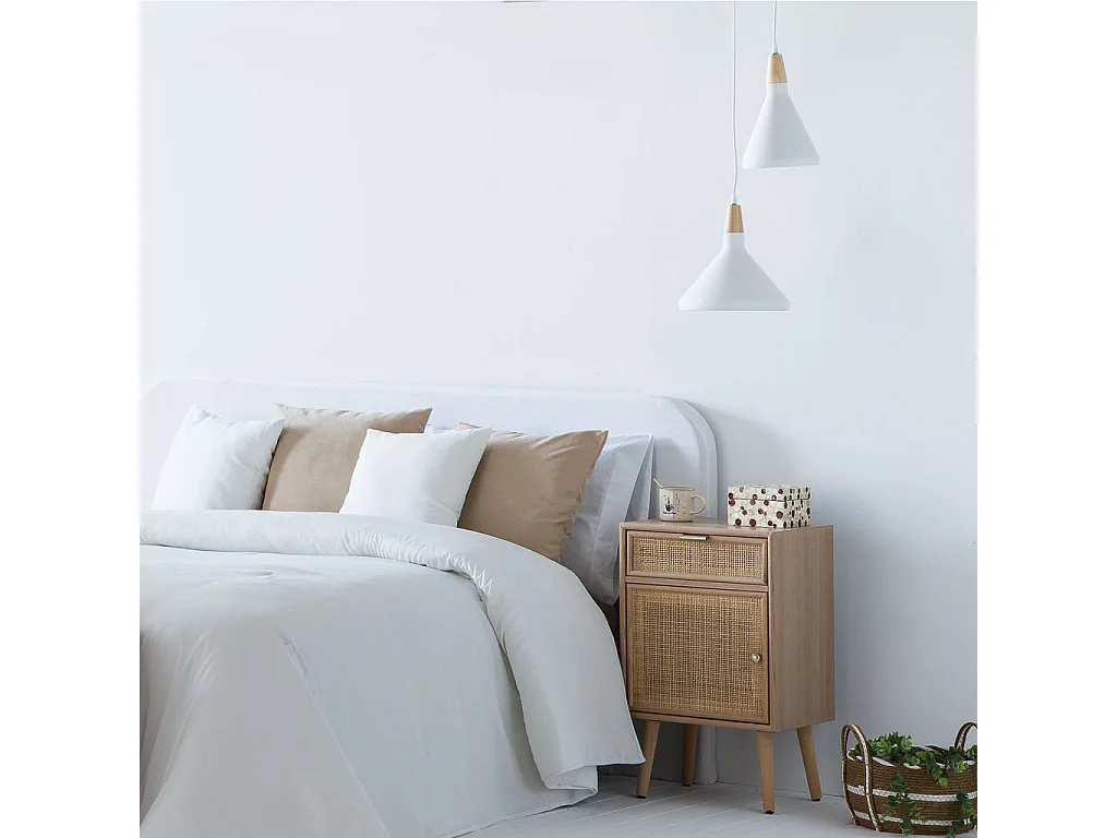 Nachttisch aus MDF und Gitter, braun, 42x36,5x71 cm