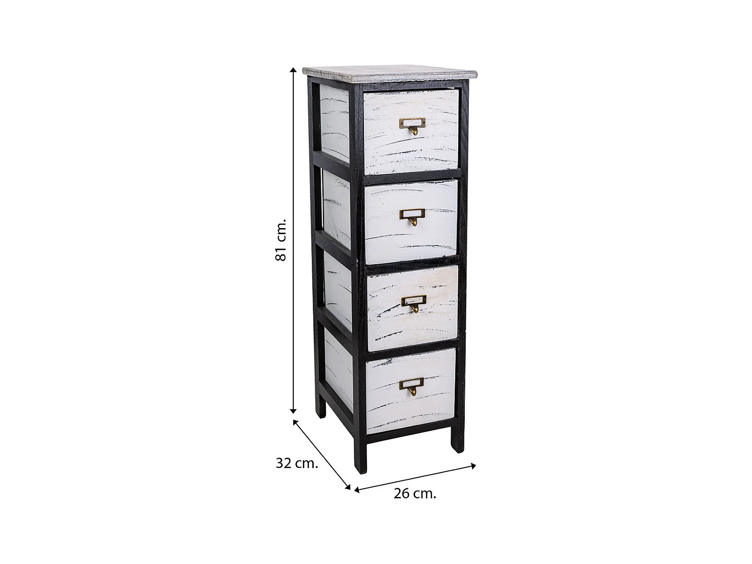 Schwarze Kommode aus Holz, 26x32x81h cm