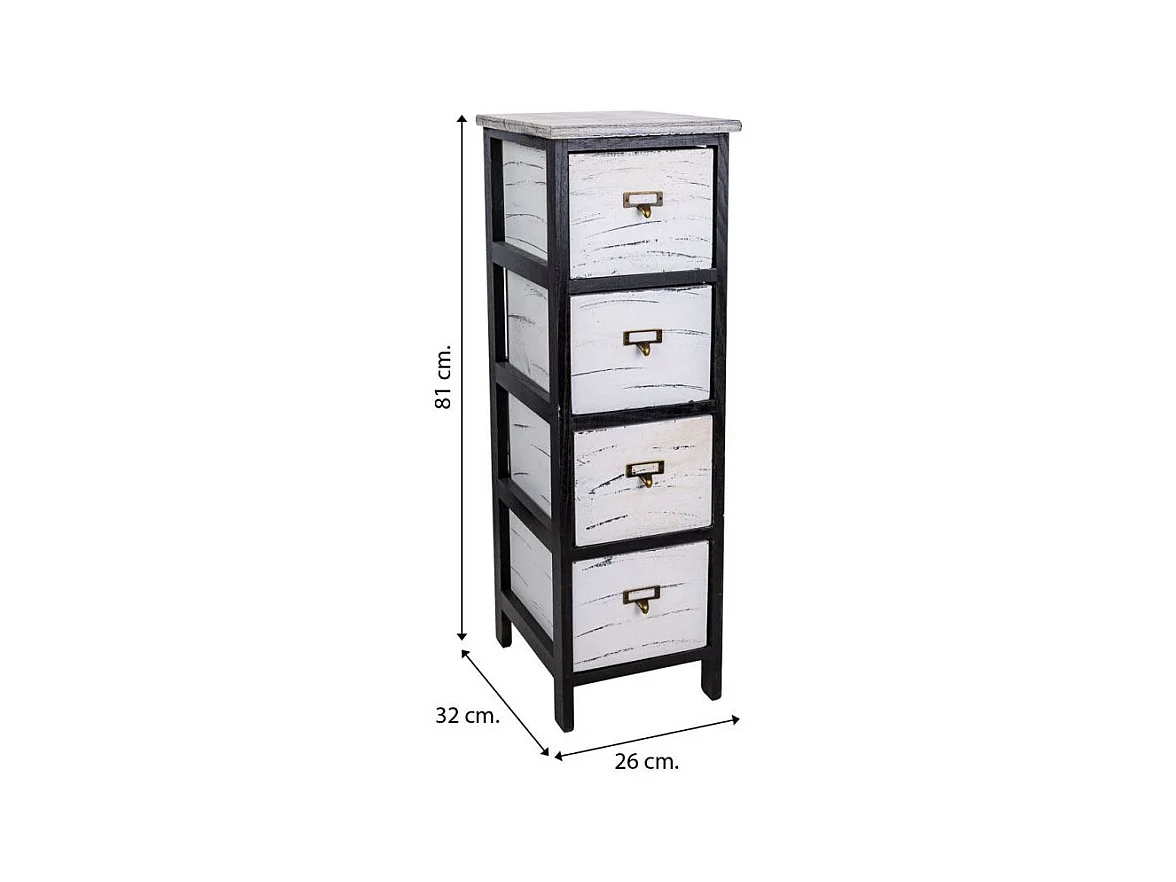 Schwarze Kommode aus Holz, 26x32x81h cm