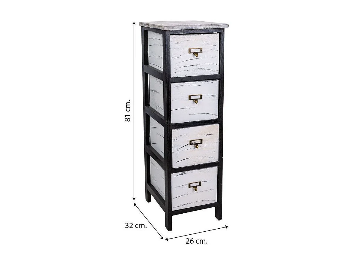 Cômoda de madeira preta 26x32x81