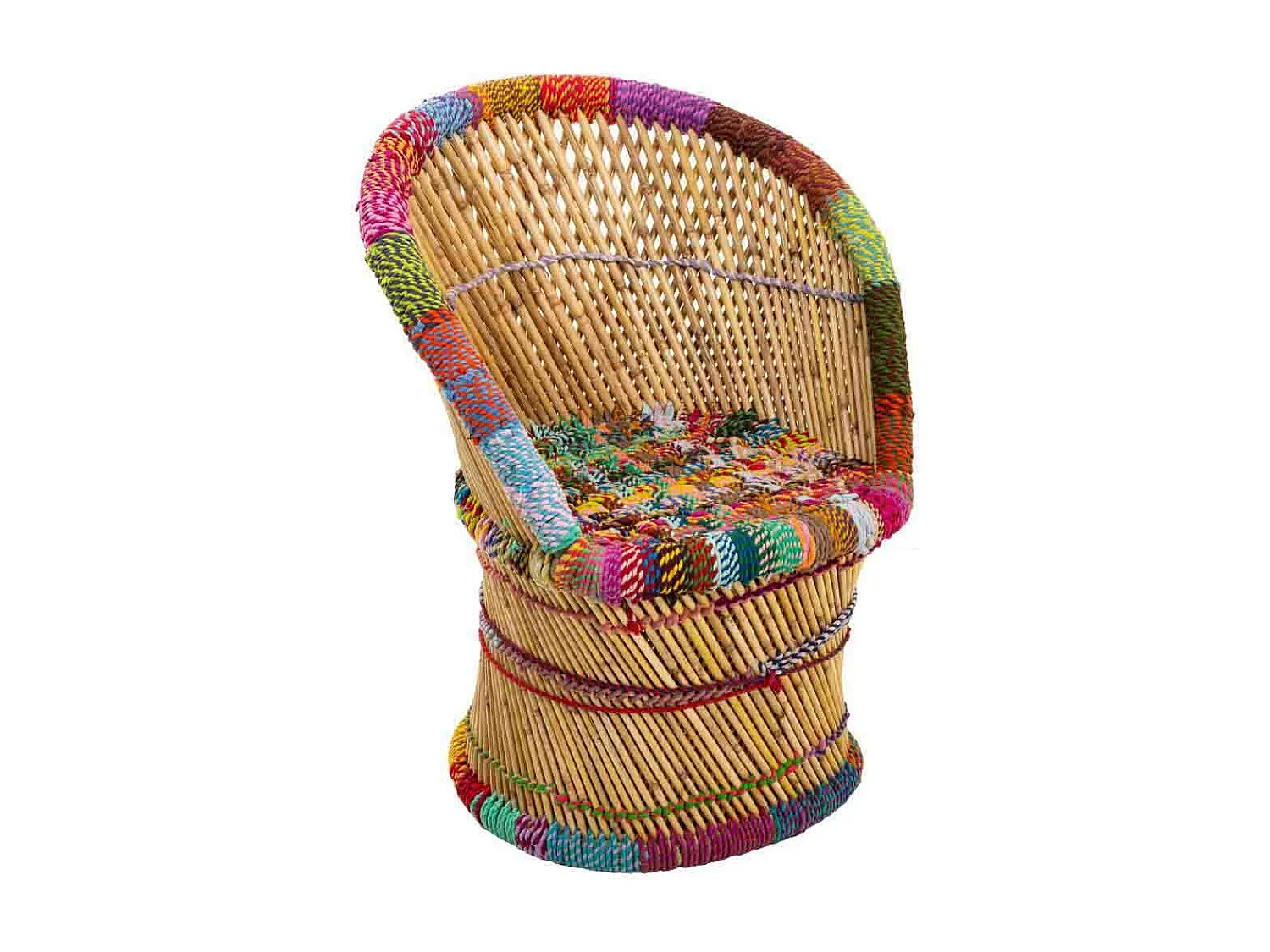 Poltrona in bambù e tessuto intrecciato 60x46x80h