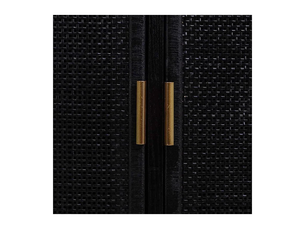 Aparador de madeira lacada preta e grade 118x37x80