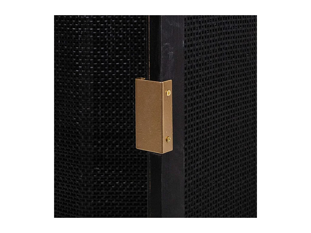 Aparador de madeira lacada preta e grade 118x37x80