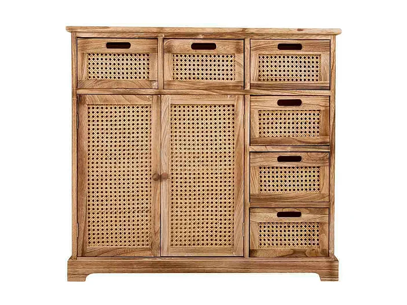 Aparador de madeira e malha marrom 86x33x78,5