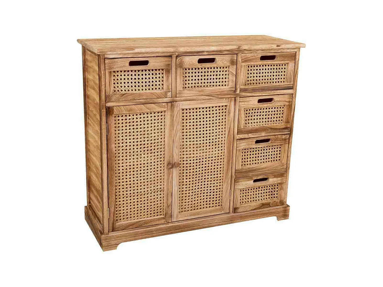 Credenza in legno e rete marrone 86x33x78,5h